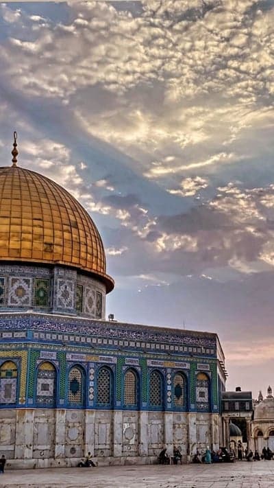 Dome of the Rock in Jerusalem with dramatic clouds