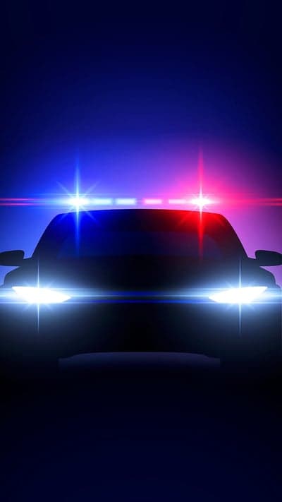 Police Car with Flashing Blue and Red Lights
