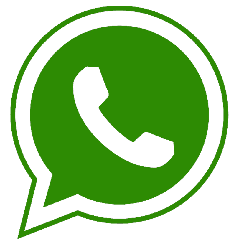 WhatsApp logo with leaf motif featuring a white telephone handset inside a green chat bubble next to text.