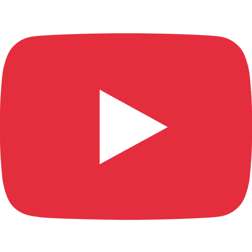 YouTube red rectangular logo featuring a white central triangle play button on a transparent background.
