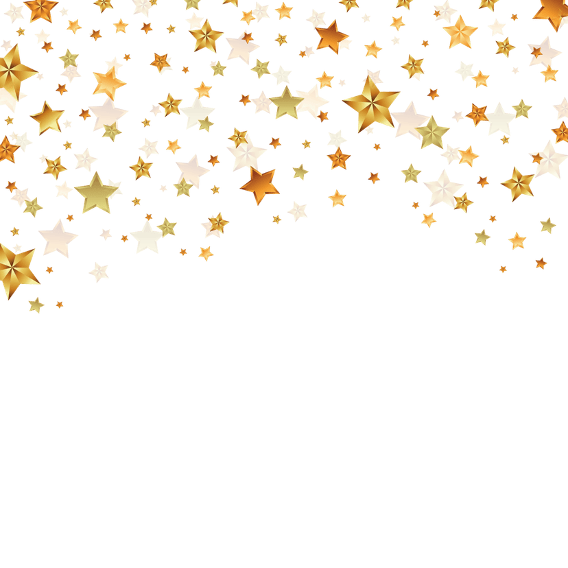 Euclidean star with golden frame features sharp points and perfect linear symmetry on a transparent background.