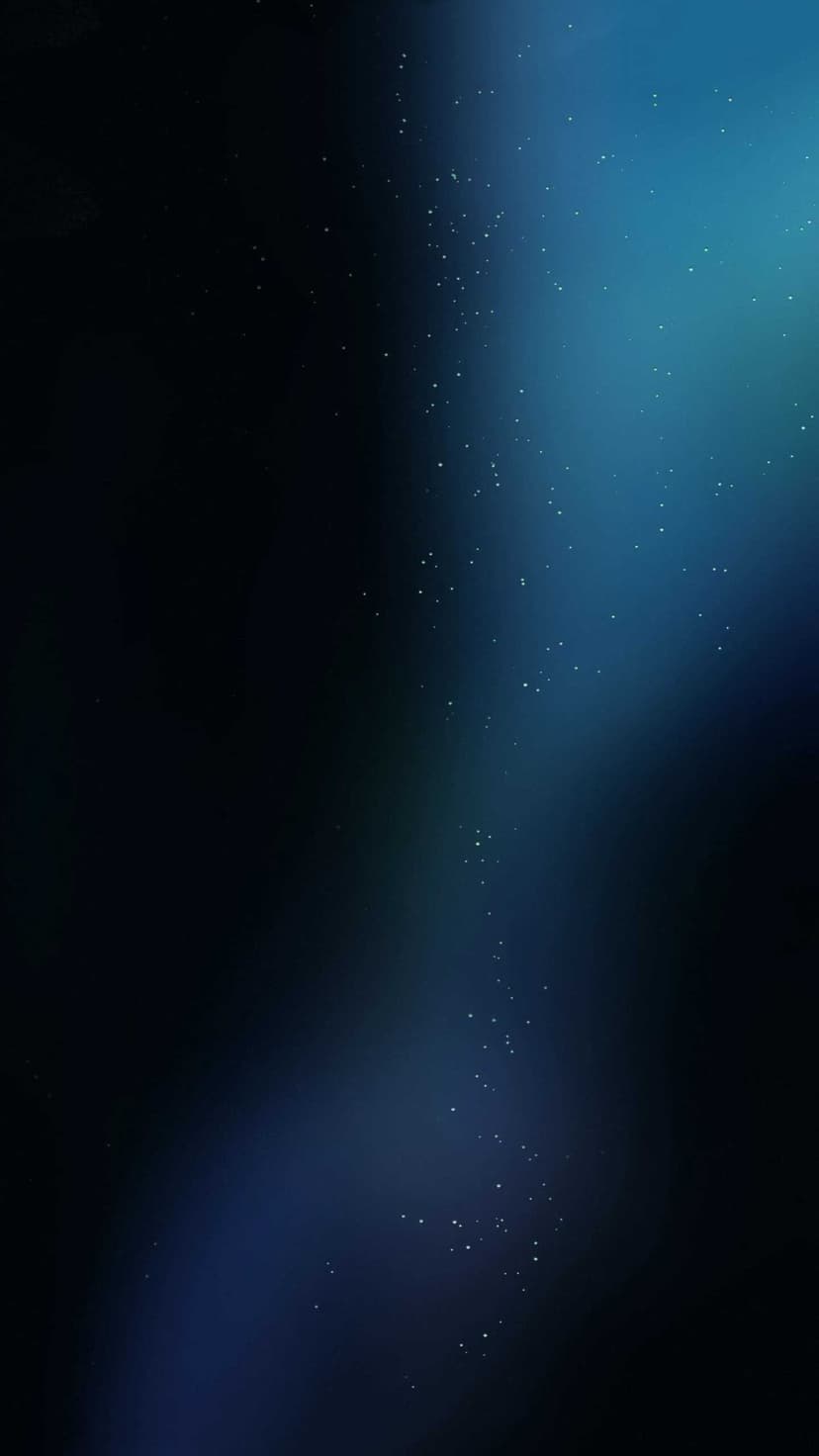 Luminous blue gas clouds swirling against a black void filled with tiny white pinprick stars in a vertical view.
