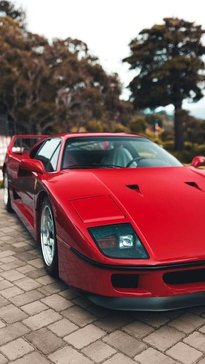 Vintage Red Ferrari F40 Supercar Mobile Screen Background