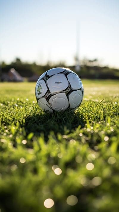 Soccer Ball on Grassy Field at Sunset