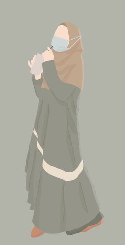 Woman in hijab and mask holding a drink