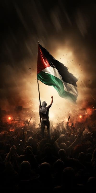 Palestinian flag raised amidst chaos and protest