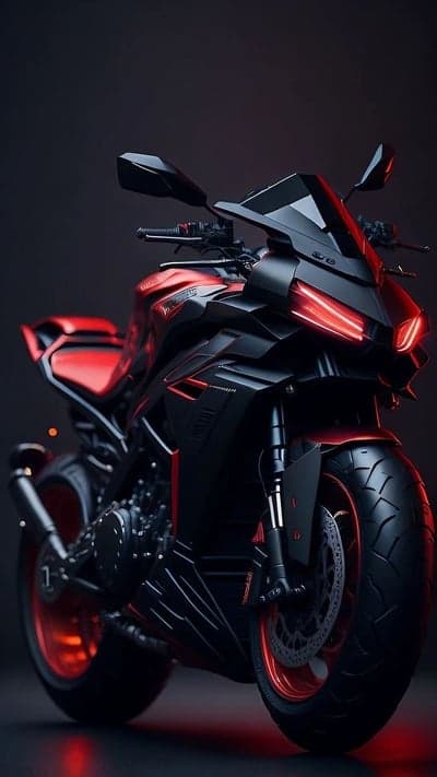 Futuristic Black and Red Sportbike Motorcycle