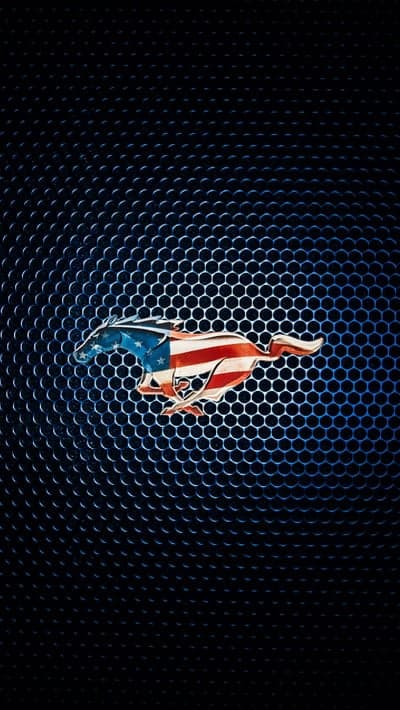 Patriotic Mustang Horse Logo American Flag Phone Wallpaper