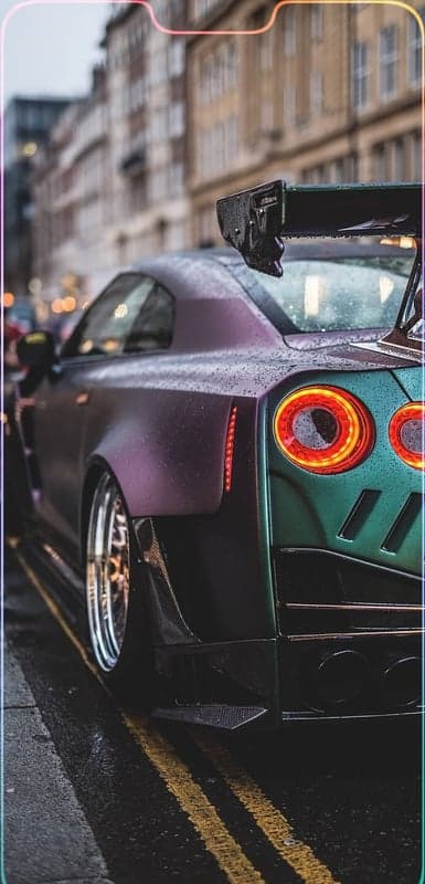 Rainy Street Nissan GT-R with Custom Widebody Kit