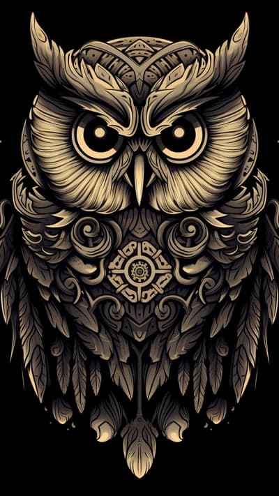 Intricate Ornate Owl Portrait with Feather Details