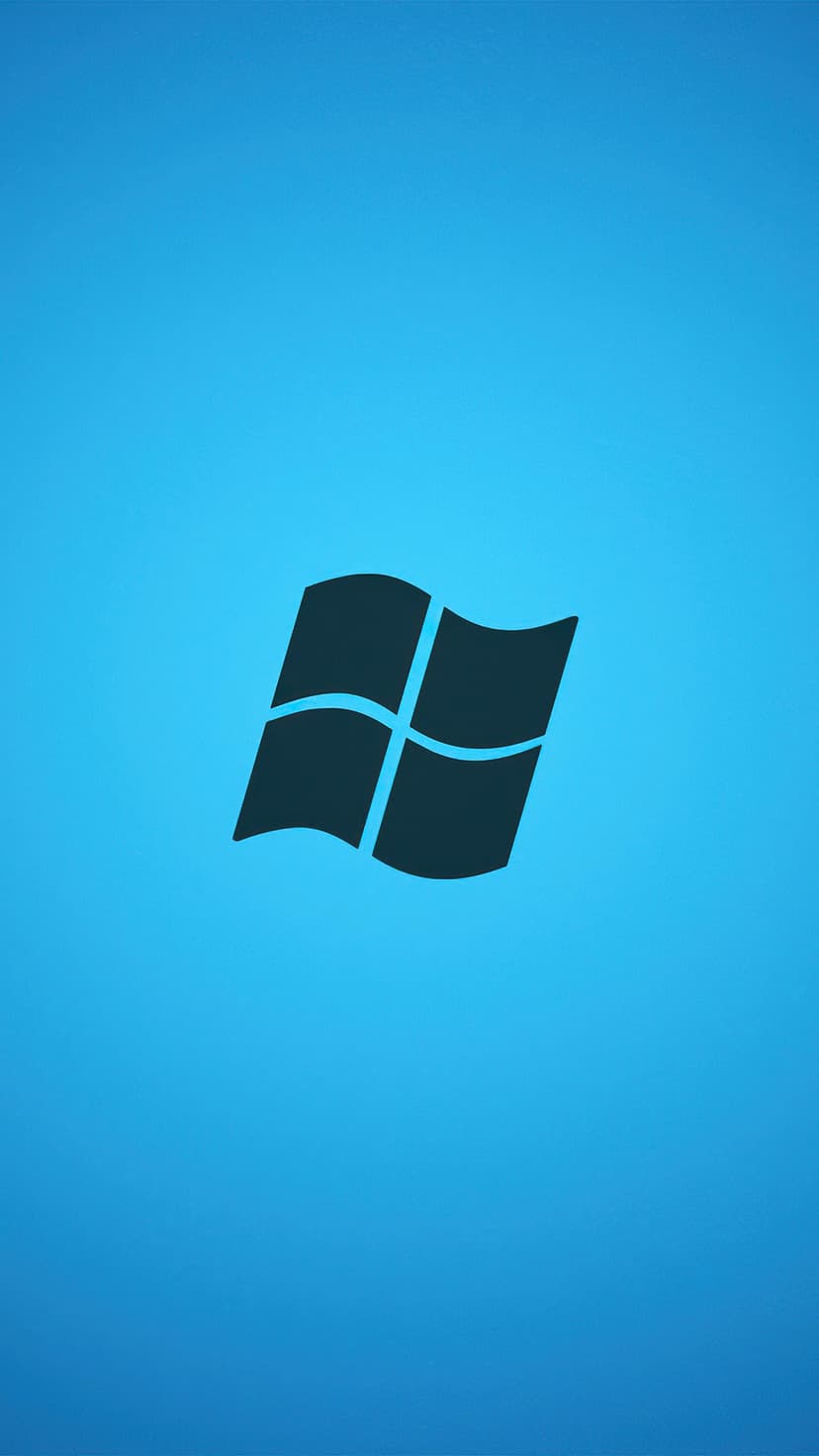 Black four-pane Windows logo centered on a vibrant blue gradient background for a mobile phone screen display.