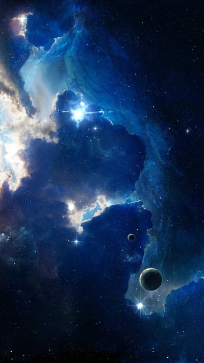 Deep Space Nebula with Planets and Stars
