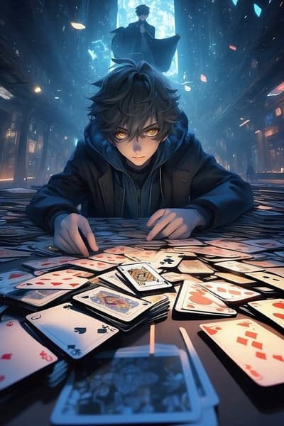 Cyberpunk Anime Card Shark Neon Casino Phone Background