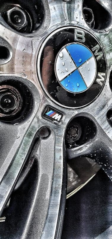 BMW M Series Alloy Rim with Water Droplets Phone Wallpaper