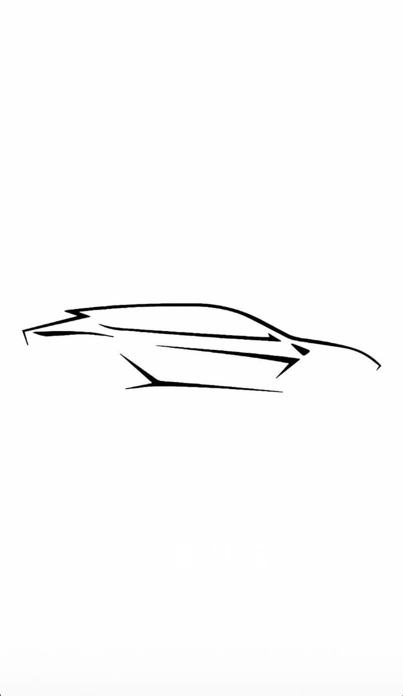 Car silhouette outline featuring sleek aerodynamic curves in a minimalist black and white vector art style.