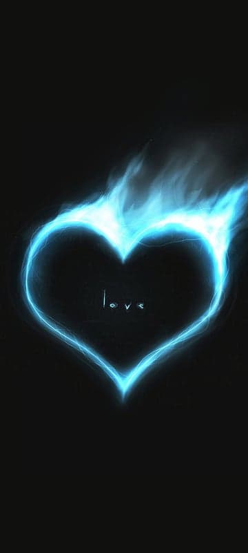 Blue Flaming Heart with "love" Text