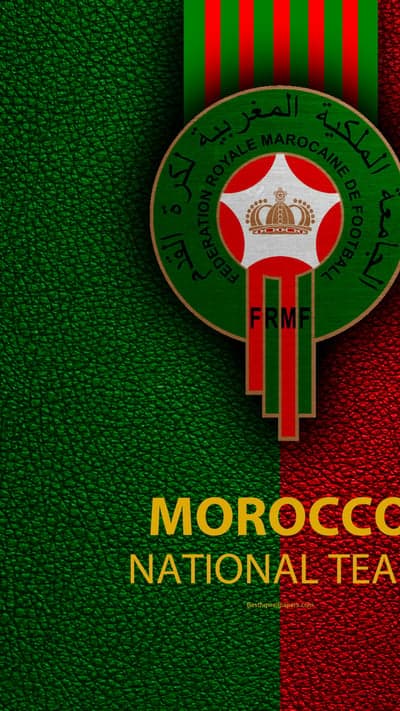 Morocco National Football Team Crest and Flag Wallpaper