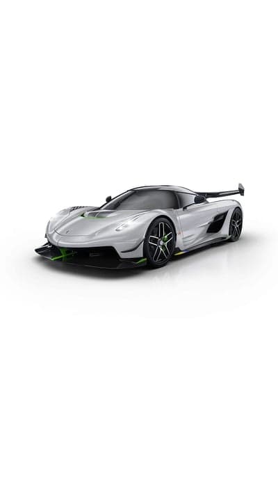 Sleek Silver Koenigsegg Jesko with Green Accents