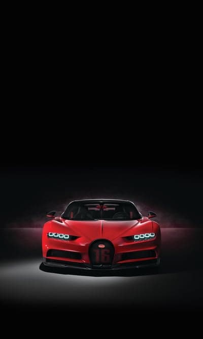 Red Bugatti Chiron Supercar with '16' Badge