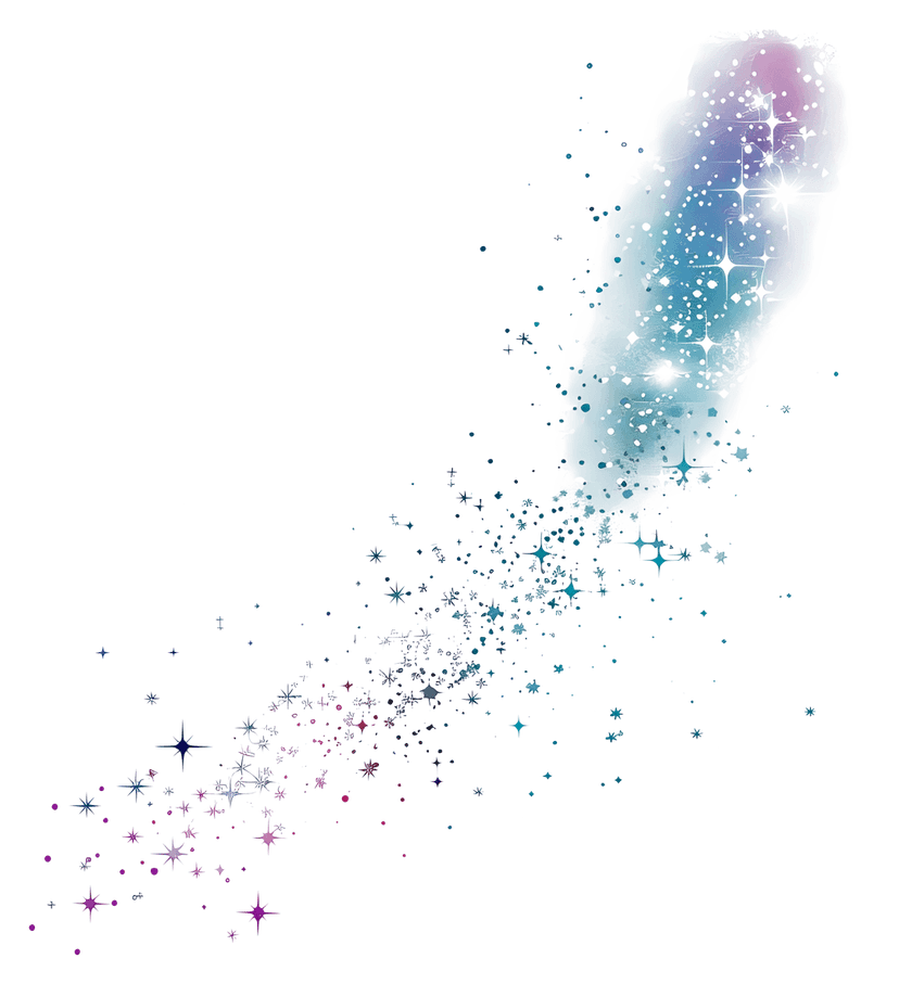 Magic sparkle glitter particles scatter across transparent background showing luminous gold silver light points.