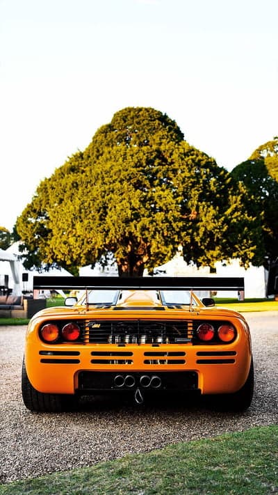 Orange McLaren F1 GTR Rear View Smartphone Wallpaper