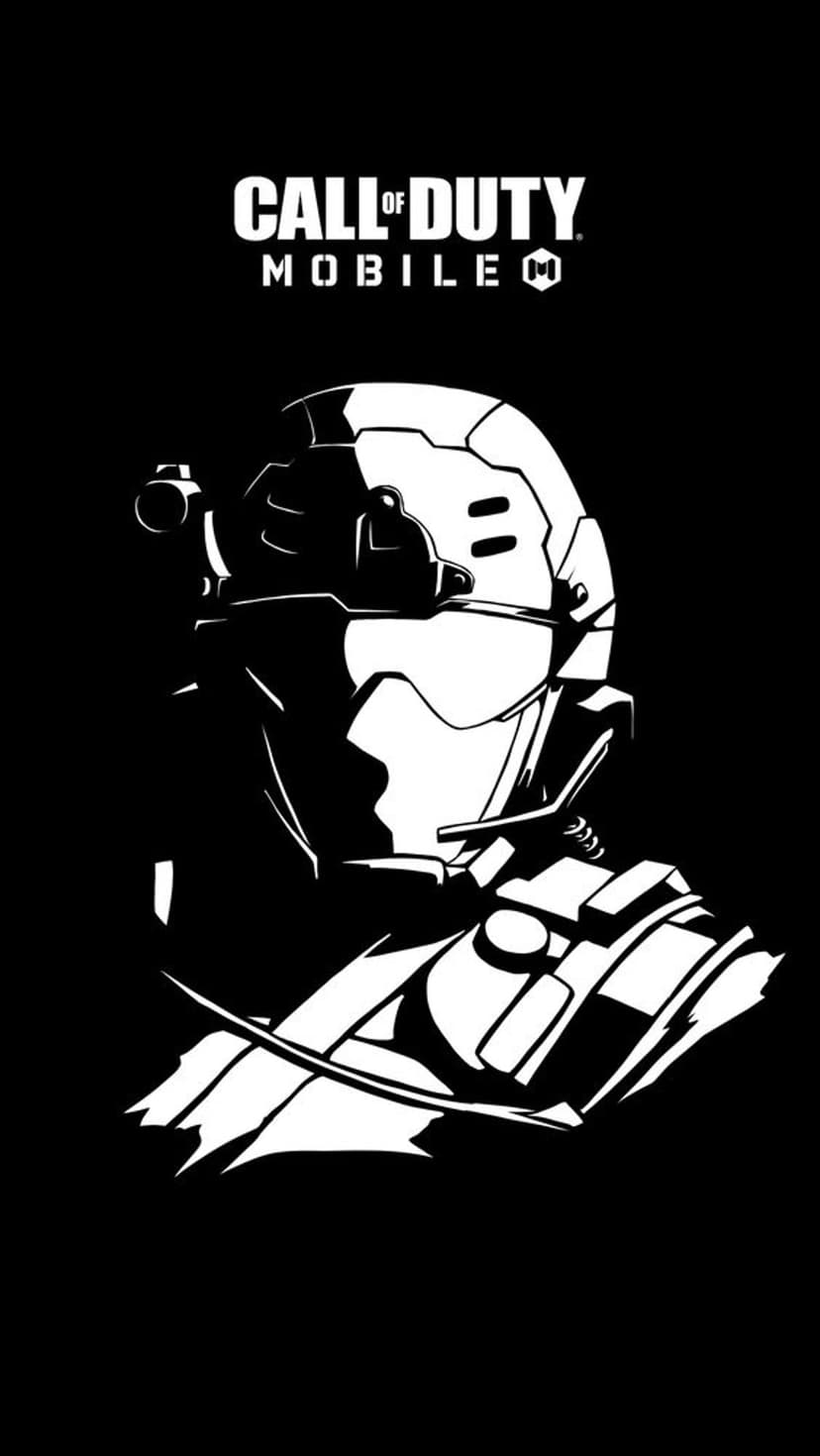 Soldier wearing a tactical helmet and headset in a sharp black and white silhouette against a plain background.