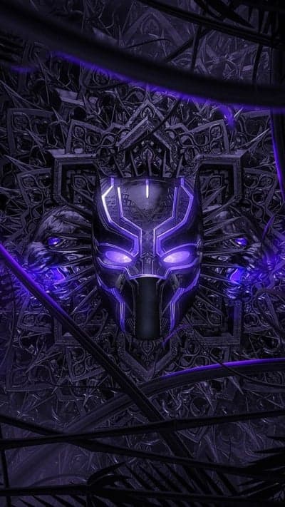 Glowing Wakanda Panther Mask Dark Ornate Phone Wallpaper