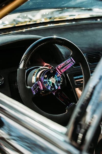 Custom Rainbow Steering Wheel Interior