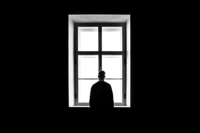 Moody Silhouette Window Monochromatic Mobile Wallpaper