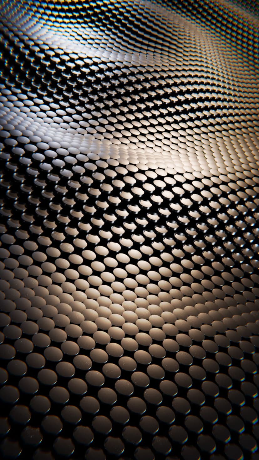 Silver metallic discs arranged in a wavy, reflective pattern with realistic highlights and deep gray shadows.