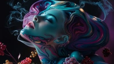 Dreamlike Fluid Art Woman Portrait Phone Wallpaper