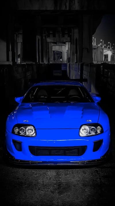 Midnight Blue Toyota Supra Urban Underpass Phone Wallpaper