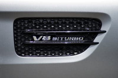 Sleek V8 Biturbo Fender Vent Detail Mobile Wallpaper