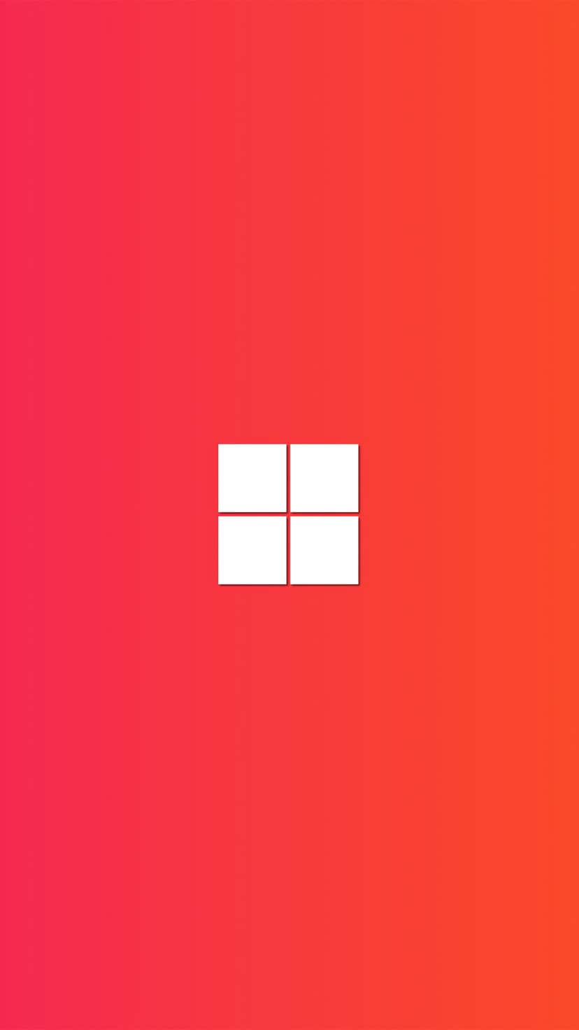 Four white squares arranged in a grid atop a smooth pink to orange gradient background in a portrait layout.
