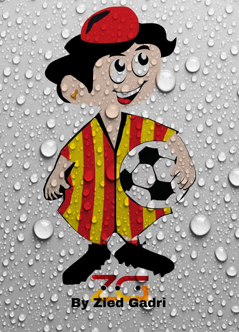 Young boy in a red cap and striped jersey holds a soccer ball behind a layer of realistic scattered water drops.