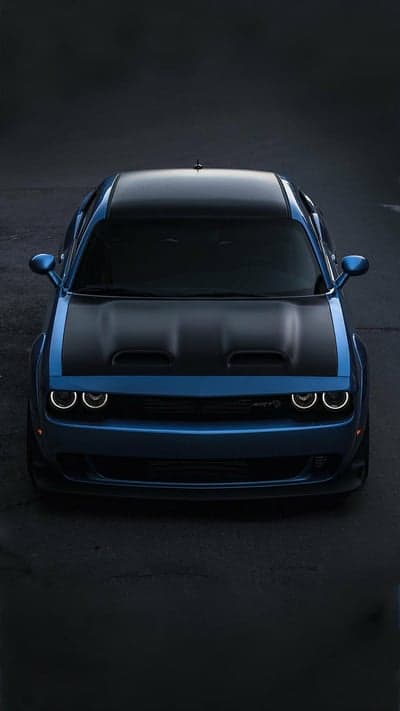 Menacing Blue Challenger Hellcat Widebody Mobile Screen