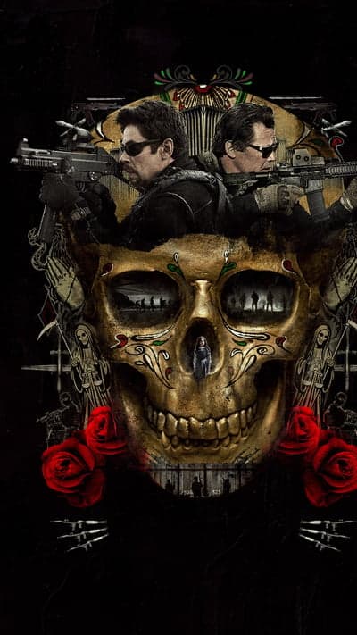 Sicario Movie Poster: Skull, Guns, and Roses