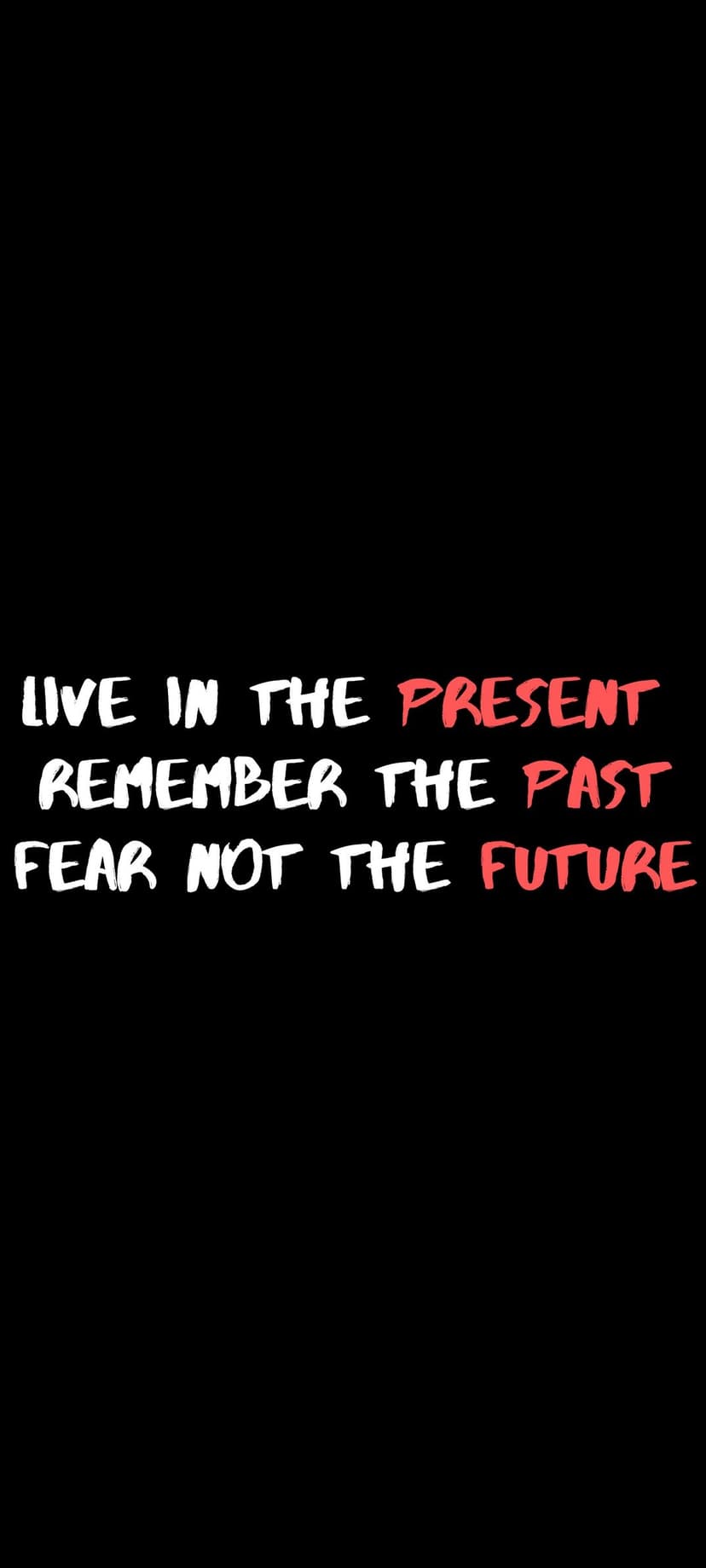 Motivational quote text in white and red lettering centered against a solid matte black background.