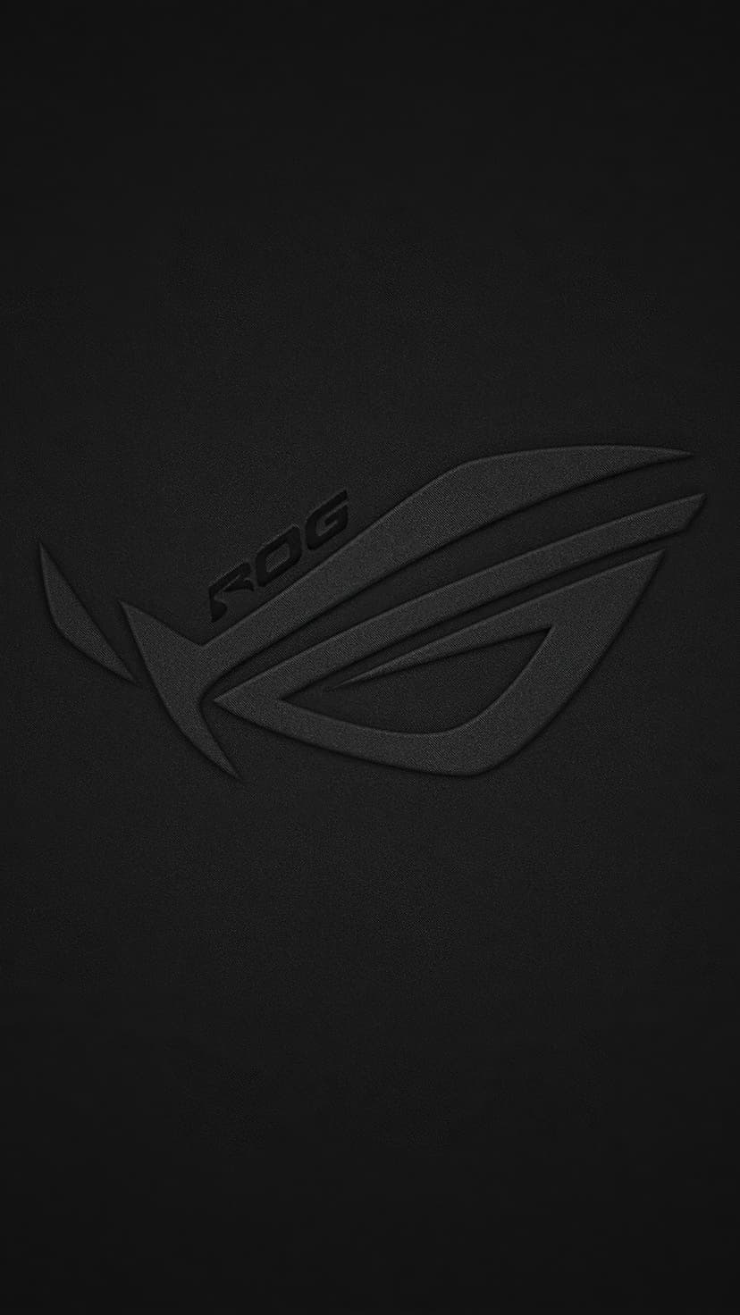 Republic of Gamers logo embossed in matte black on a grainy charcoal surface for a minimalist phone background.