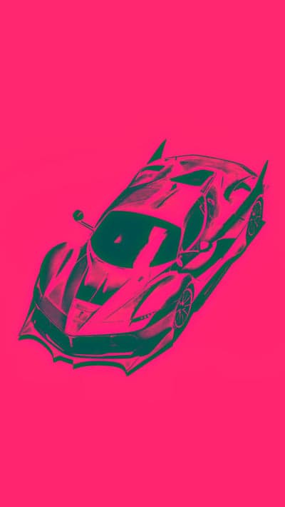Stylized Ferrari Sports Car on Pink Background