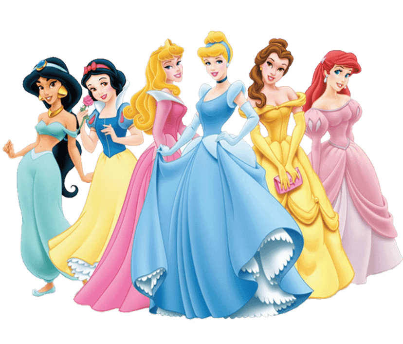 Disney princess characters Kida and Aurora stand beside Minnie Mouse in a vibrant, flat vector illustration style.
