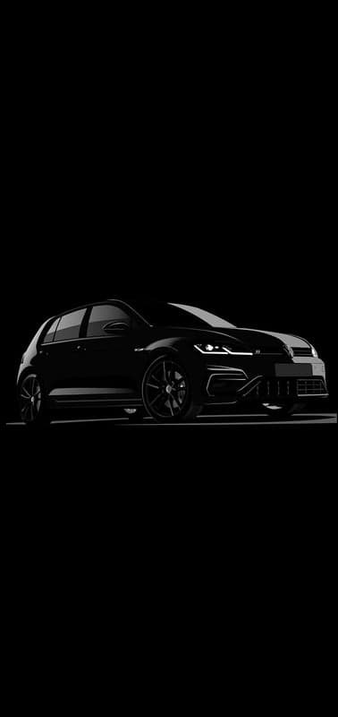 Dark Silhouette of a Sleek Black Volkswagen Golf
