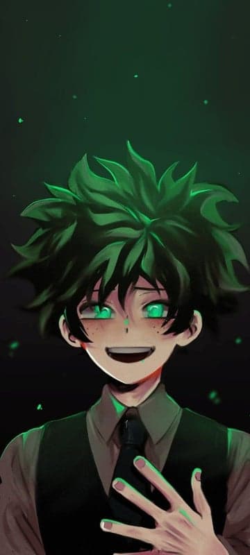 Anime Boy Green Eyes Dark Suit Glowing Aura