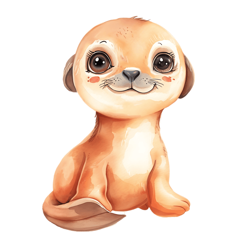 Meerkat watercolor illustration sitting upright on a solid black background with visible paint brush textures.