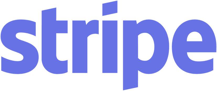 Stripe logo wordmark featuring slanted sans-serif typography in a solid blue color on a transparent background.