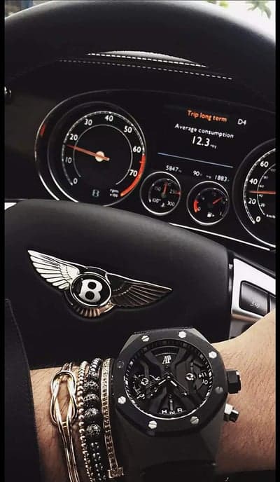 Bentley Interior: Dashboard, Steering Wheel, and Luxury Watch