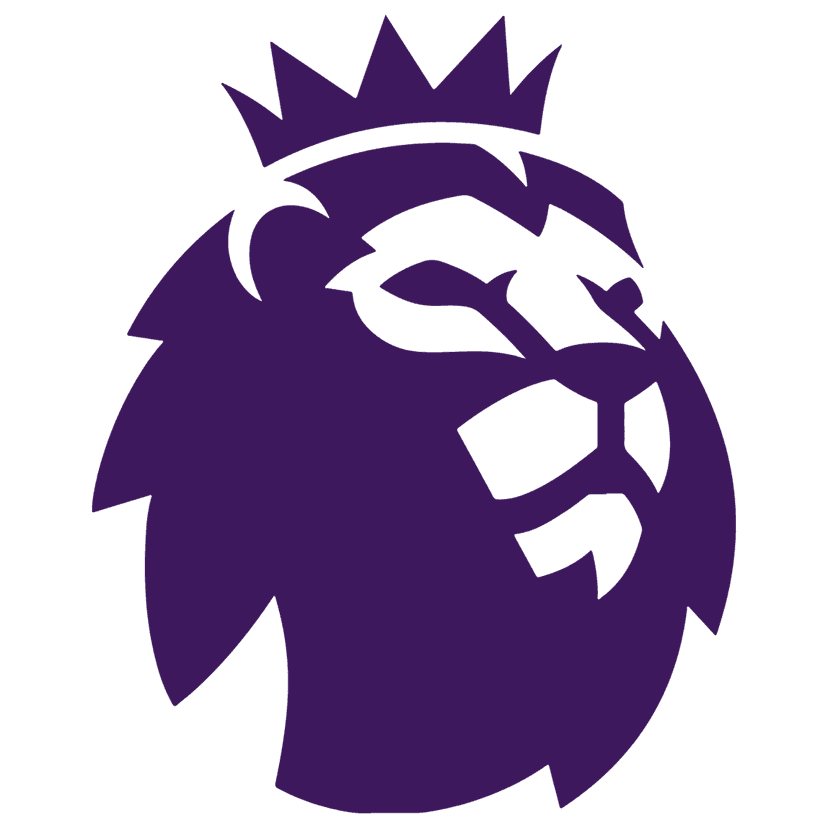Purple lion head wearing a gold crown with sharp geometric features and a symmetrical front-facing composition.