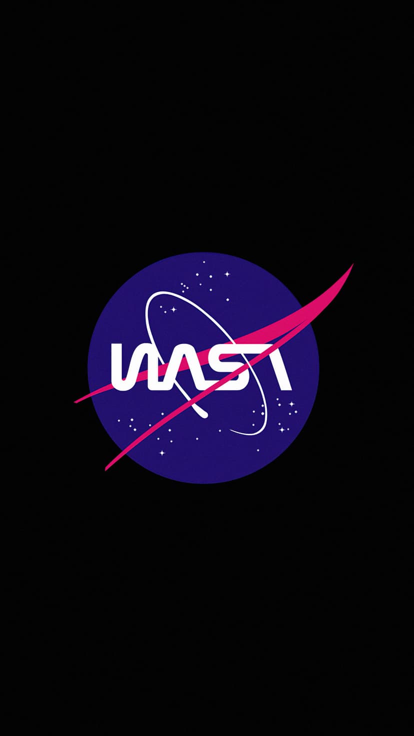 NASA meatball insignia featuring a blue sphere and red chevron among white stars on a dark background.