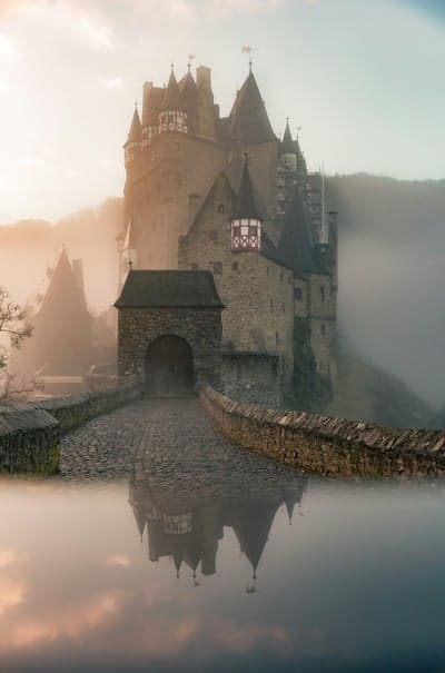 Misty Eltz Castle Reflection at Sunrise