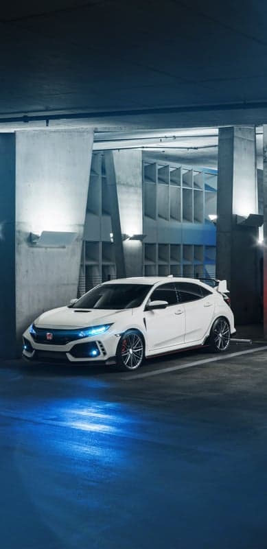 White Honda Civic Type R Garage Mobile Wallpaper
